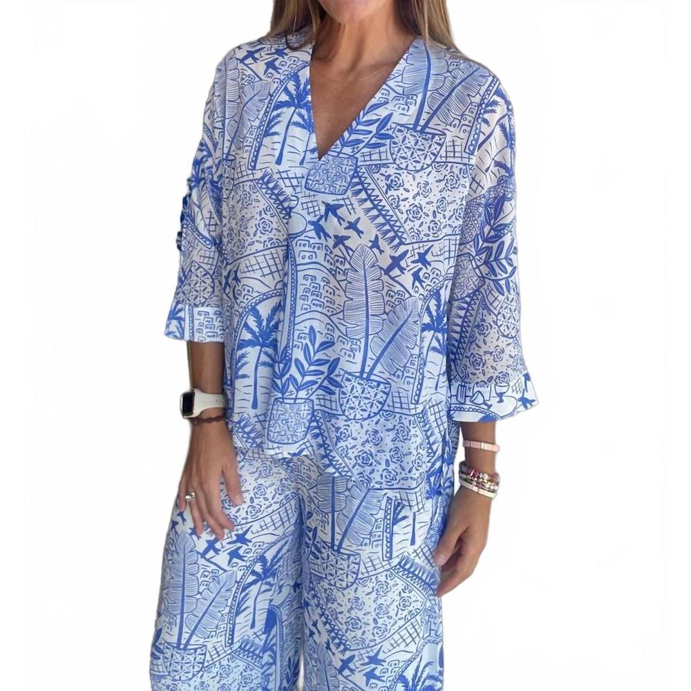 NEW SINCERELY OURS sicilian summer top in blue